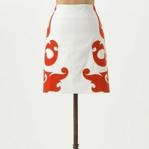 VANESSA VIRGINIA Flame-Kissed Skirt NWT Applique Textured anthropologie